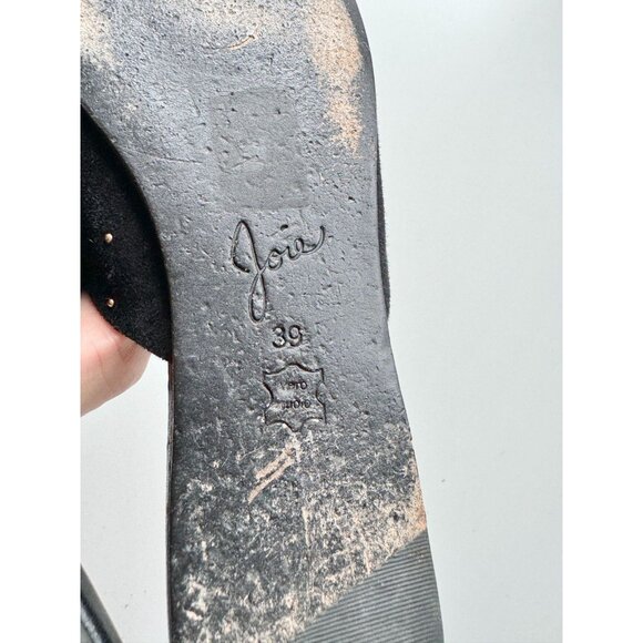 JOIE Aderes Black Suede Leather Studded Pointed Toe Slides Mules Flats, Size 39 - Picture 13 of 15